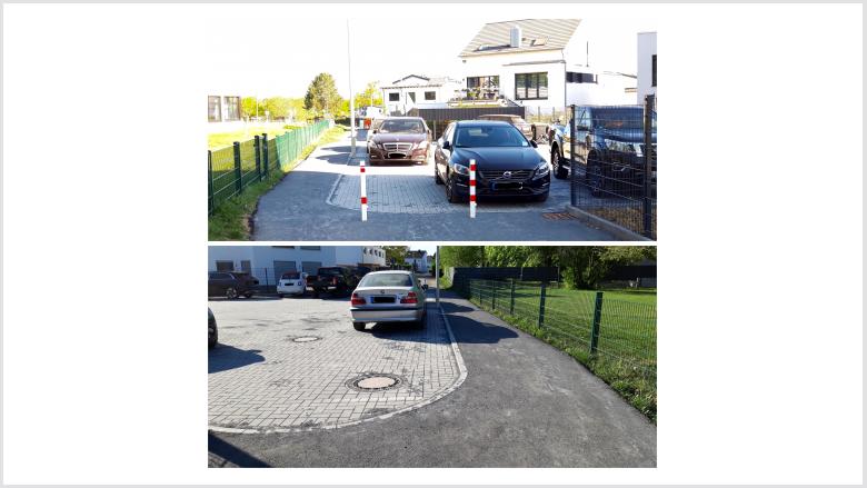 Neuer Wendehammer engt Fußgänger- und Fahrradweg gefährlich ein! Neuer Wendehammer engt Fußgänger- und Fahrradweg gefährlich ein!